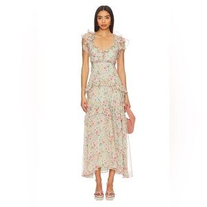 NWT ASTR MABLE FLORAL TIERED RUFFLE MAXI DRESS